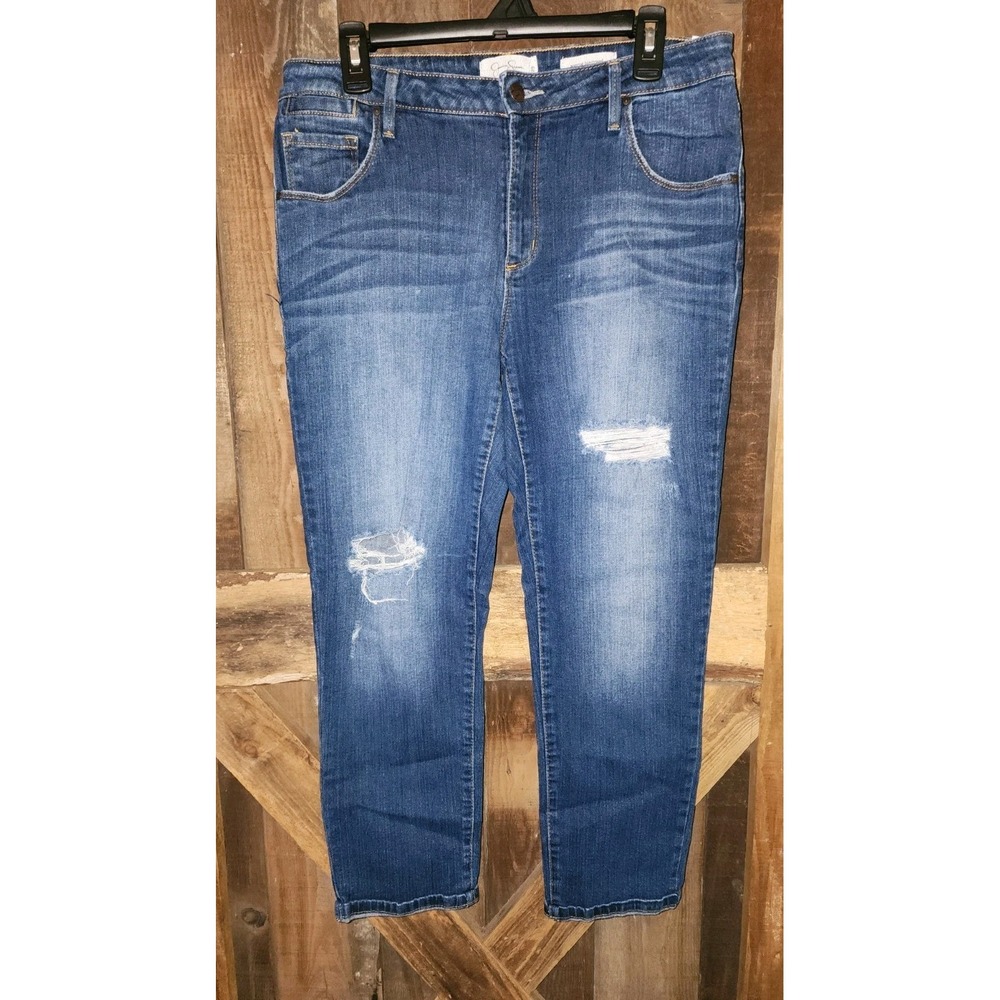 Jessica Simpson Monroe Slim Boyfriend Blue Womens Jeans size 29 Distressed